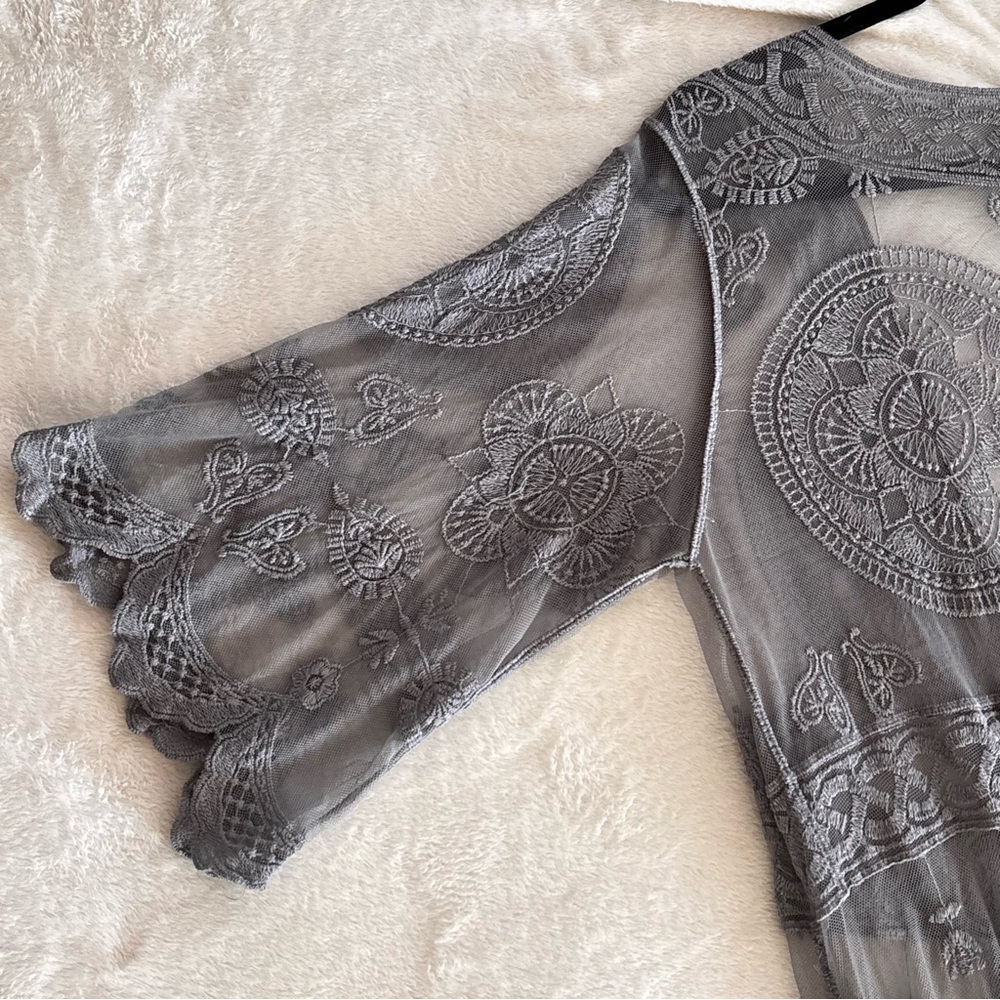 Rebellion Mesh Lace Duster Kimono Size Small Whimsigoth Fairy Bride G8 - Picture 9 of 16